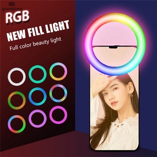 Teléfono RGB Selfie LED anillo de luz con espejo de maquillaje colorido Ringlight recargable Clip Flash relleno iluminación