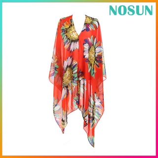 [nosun] Cárdigan Kimono De chifón Para mujer/sin Mangas sueltas/cubierta De playa Para playa/baño/baño