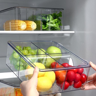 Hogar refrigerador compartimento caja de almacenamiento de cocina especial deflector ajustable sellado transparente caja de almacenamiento