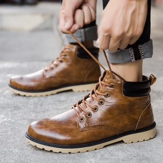 [Zing Store] botas de cuero casuales impermeables de alta calidad para hombre