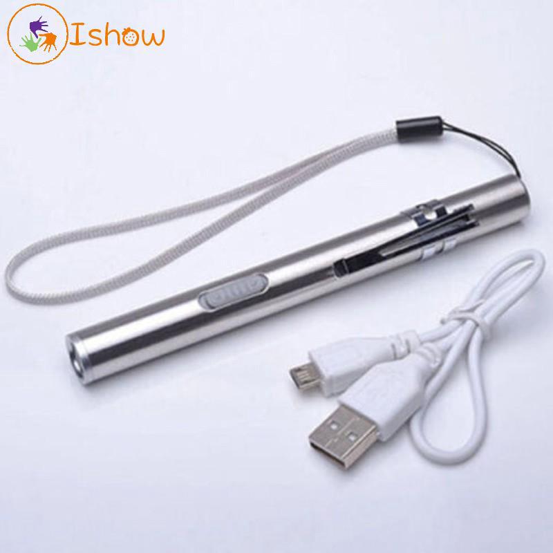 Mini bolsillo táctico pluma linterna lápiz antorcha LED USB luz recargable
