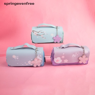 spef sakura bolsa de lápices de cuero pu bolsa de papelería adecuada para estudiantes femeninos gratis
