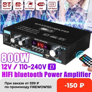 AK35 800W Hogar Amplificadores Digitales Audio 110-240V Bass Potencia Bluetooth compatible Con Amplificador Hifi FM USB Auto Música Subwoofer Altavoces Receptor hulahoop