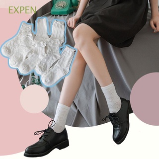 Expen Vintage mujeres calcetines de algodón Kawaii Hosiery Lolita volantes calcetines corazón JK lindo Streetwear para niñas rayas encaje blanco