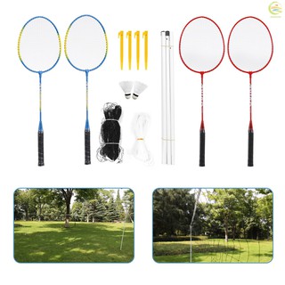 deportes bádminton conjunto raquetas de bádminton, birdies, red, encuestas ajustables playa o patio trasero combo conjunto de juegos