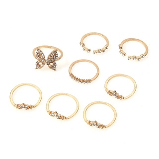 yolan 8 unids/set joyería mariposa anillos conjunto de compromiso circonita boho anillos boda fiesta moda regalos geométricos mujeres anillo de dedo (8)