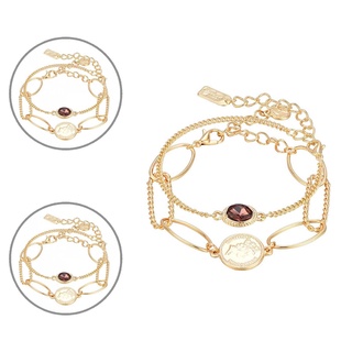 austinstore - pulsera de cadena ajustable para mujer, multicapa, diseño de piedras preciosas