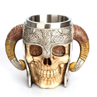 ◎welcome◎Stainless Steel 3D Drinking Cup Resin Skull Mug Beer Tea Cups Bar Drinkware