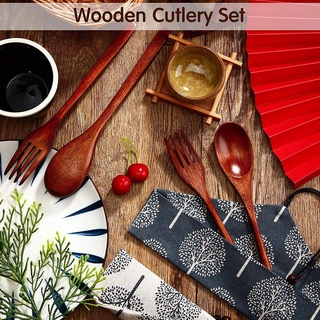vajilla de madera, hilo enredado, cuchara de madera, tenedor de tela de madera, palillos, conveniente madera t4v5 (4)