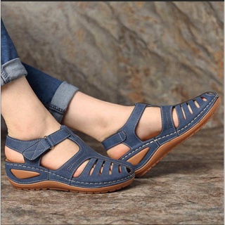 mujer cuña sandalias antideslizantes más el tamaño zapatillas de cuero de la pu zapatos de playa kasut perempuan (2)
