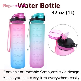 pingunetwork 1000ml con tapa botellas de agua oficina escuela al aire libre taza de agua tazas portátil con paja viajes deportes a prueba de fugas estudiante beber agua