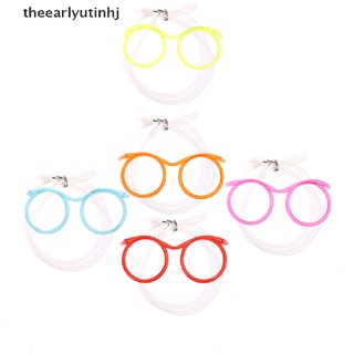 【THEE】 Funny Soft Glasses Straw Unique Flexible Drinking Tube Kid Party Accessories Toy .