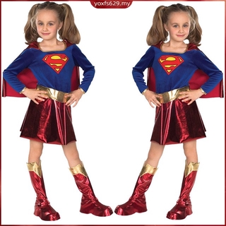 * Disfraz de Halloween para niños, niñas, Cosplay, disfraz de fiesta, Supergirl, disfraz de navidad