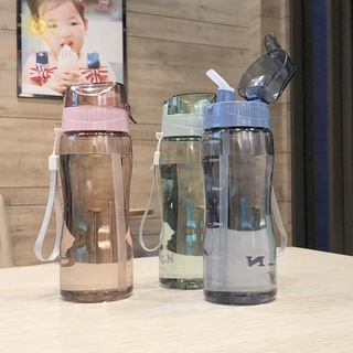 Botella de agua deportiva portátil con paja libre de BPA a prueba de fugas de gimnasio botella de bebida tazas