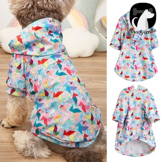 (Ls) Ropa De Cachorro Geométrica Impresión Cómoda Casual Jersey Gato Perro De Dos Patas Camisa Con Capucha Para Mascotas