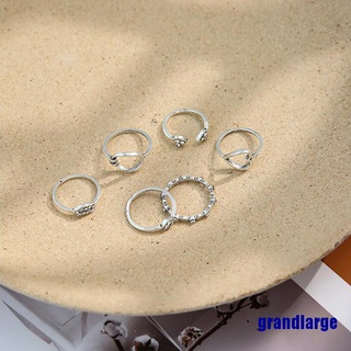 Set de anillos de corazón a la moda 6 pzs anillos de dedo para nudillos/joyería para mujer (3)