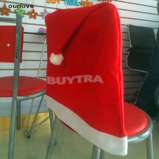 [ourlove] 1 pieza decoraciones navideñas feliz santa rojo sombrero silla fundas decoración cena [ourlove]
