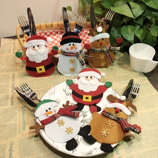 ▷ Navidad Y Tenedor Bolsa Conjunto De Decoraciones De Suministros Santa Claus Vajilla De Comedor KADION
