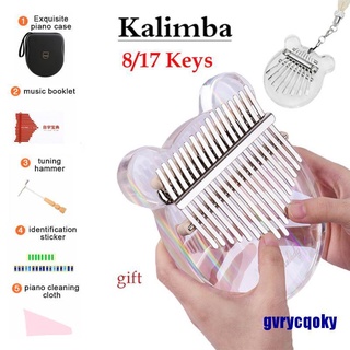 Kalimba 17 teclas de cristal rosa transparente pulgar Piano acrílico dedo Piano y herramienta (1)