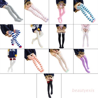 exis mujeres sobre la rodilla calcetines largos caramelo color rayas coral terciopelo muslo medias altas