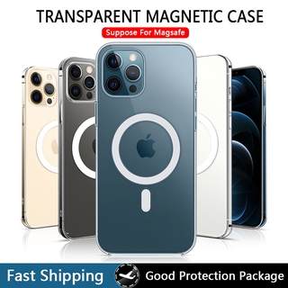 Funda magnética Transparent para iPhone 12 Pro Max Mini funda trasera magnética magnética transparente para iPhone 11 Pro XS Max X XR With magsafe card case fashion wallet card holder