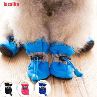 {lucaiitn} 4PCs calcetines para perros de invierno botas de perro calzado ropa de lluvia antideslizante antideslizante zapatos para mascotas VVS