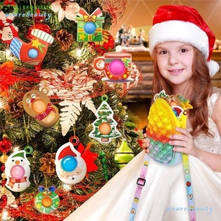 navidad nuevo pop it fidget empuje burbuja sensorial color arco iris estuches de lápiz alivio de silicona niños educativos descompresión juguetes