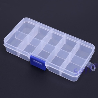 Sayyeah Professional 10 compartimentos portátil transparente plástico señuelo de pesca caja de almacenamiento