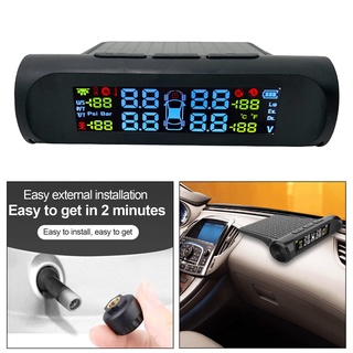 Sistema de Monitor de presión de neumáticos LCD TPMS de coche con Sensor externo alimentado con batería
