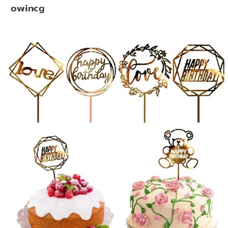 owincg 10 piezas de acrílico para escribir a mano, feliz cumpleaños, tartas, postres, fiesta, decoración co