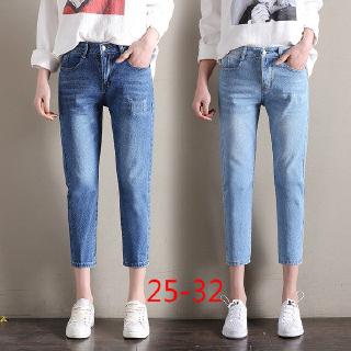 Mujer cintura alta noveno Jeans suelto Casual Jeans primavera verano Denim pantalones 25-32
