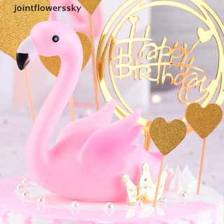 Jfco Pink Flamingo Cake Topper Dessert Cupcake Decor Wedding Birthday Party Decor Sky