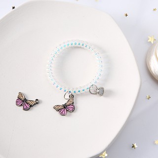 Perla flor pop cristal gradiente mariposa forma amantes pulsera imán atraer novia anillo de pelo (6)