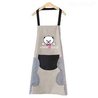 Ho delantal de cocina para mujer con toalla de mano bolsillos lindo oso impermeable manchas delantales para cocinar hornear (1)