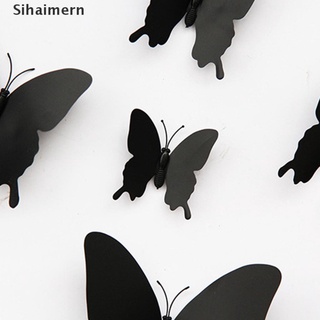 [sihaimern] 12 unids/set 3d negro pteris mariposa pegatinas de pared mariposas imán pegatinas.