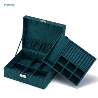 Zon soporte De joyería/Organizador con 2 capas/estuche De almacenamiento/collar/aretes/anillos/joyería con Bandeja extraíble