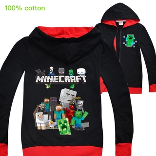 Spot 2020 juego caliente de dibujos animados Minecraft impresión de algodón niños con capucha abrigo chaqueta niños cremallera Casual sudaderas Outwear