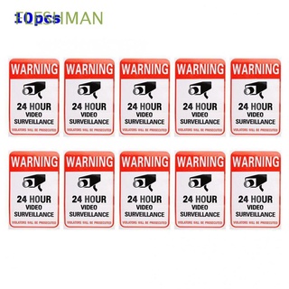 fleshman - pegatinas de advertencia (10 unidades, video vigilancia, señales de advertencia, monitor de cámara de seguridad, 24 horas, pvc, pegatinas prácticas, multicolor)