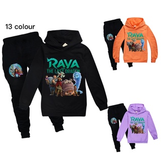 2-15 años RAYA y el último dragón ropa de niño bebé niña ropa trajes de impresión sudaderas con capucha +pantalones largos ropa niñas conjuntos de ropa