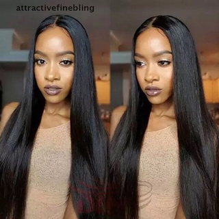 at2co Natural Hair Wig Straight Heat Resistant Synthetic Lace Front Wigs Black Color Martijn