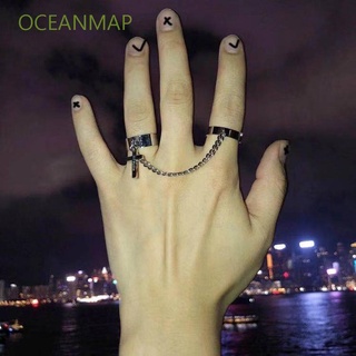 OCEANMAP personalidad hebilla anillo de dedo ajustable apertura anillo conjunto cadena cadena para mujeres hombre Punk moda borla fresco fiesta joyería/Multicolor (1)