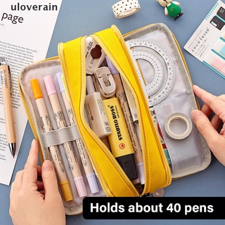 estuche de lápices de gran capacidad para lápices de lona de doble cara, bolsa de almacenamiento, papelería.