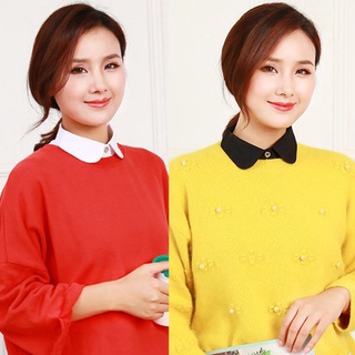 lu coreano mujeres oficina señora desmontable solapa media camisa blusa minimalista negro blanco botón abajo falso cuello falso suéter decorativo dickey accesorios