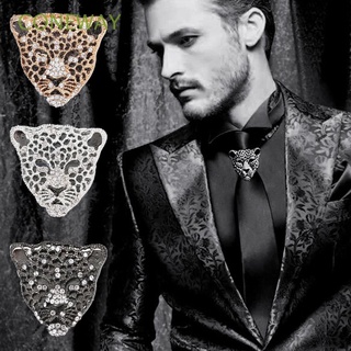 CONEWAY Accessories Leopard Brooch Shirt Rhinestone Brooch Men Badges Luxurious Leopard Head Fashion Charm Rhinestone Retro Male Ornaments/Multicolor