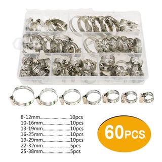 kit de abrazaderas de manguera de tamaño surtido de 60 piezas de acero inoxidable ajustable 8-38 mm abrazadera de manguera
