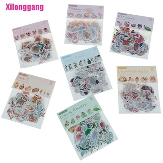 [Xilonggang] 100pcs/pack Cat Flower Diary Memo Stickers Pack Kawaii Scrapbooking Stickers