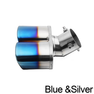 [Cg] silenciador Universal de doble salida azul a la parrilla con punta de escape de tubo de cola de acero inoxidable estilo cuadrado de moda (9)