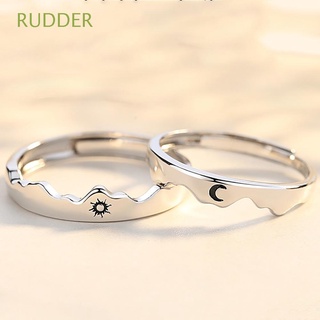timón de la moda dedo anillo de compromiso de la moda de la joyería de pareja anillo de boda luna hombres mujer sol ajustable anillo abierto