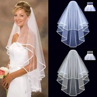 Velos de tul simples cortos de boda de dos capas con peine blanco velo para novia para matrimonio accesorios de boda (1)