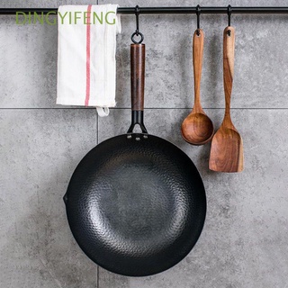 Dingyifeng - sartén de 12,5" con mango de madera, utensilios de cocina, acero al carbono, estufas de Gas antiadherentes para Wok eléctrico
